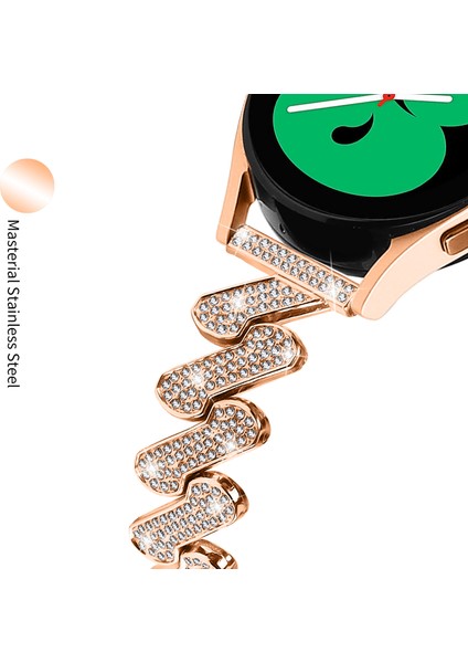 Samsung Galaxy Watch Fe 40MM Bling Rhinestone Dekorlu Saat Kayışı Sert Alaşımlı Bilezik - Gül Altın (Yurt Dışından) indirimleri