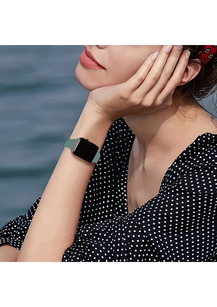 Apple Watch Series 10 42MM/9 8 7 41MM/SE (2023) Se (2022) Se 6 5 4 40MM/3 2 1 38MM Bant Yumuşak Silikon Saat Kayışı - Koyu Yeşil (Yurt Dışından) indirimleri