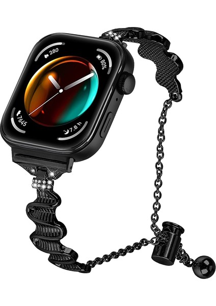 Huawei Watch Fit 3 Için Yapay Elmas Dekorlu Dalga Şeklinde Kayar Bilezik Saat Kayışı - Siyah (Yurt Dışından) fiyatları