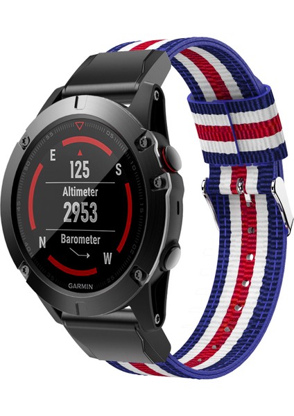 Garmin Fenix 5x Için Naylon Saat Bilek Kayışı Değişimi - Mavi/beyaz/kırmızı/beyaz/mavi (Yurt Dışından) modelleri