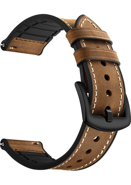 Samsung Galaxy Watch 46MM Silikon Inek Derisi Gw-Titanyum Gümüş 22MM Saat Kayışı-Kahverengi (Yurt Dışından)