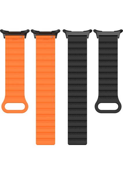 Samsung Galaxy Watch Ultra 47MM Manyetik Silikon Saat Kayışı Yedek Kayışı - Starlight + Turuncu (Yurt Dışından) fiyatları