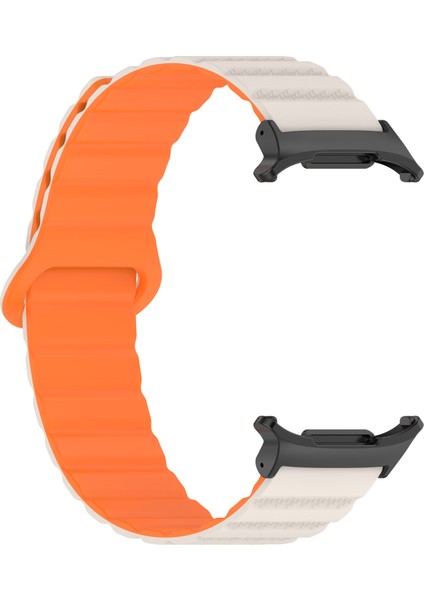 Samsung Galaxy Watch Ultra 47MM Manyetik Silikon Saat Kayışı Yedek Kayışı - Starlight + Turuncu (Yurt Dışından) indirimleri