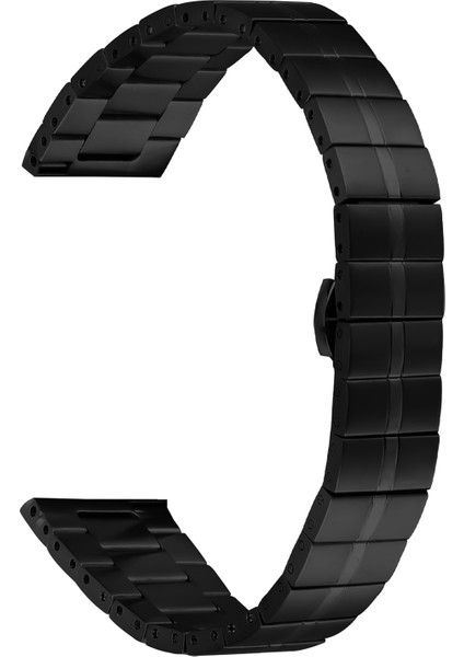 Huami Amazfit Youth Edition 20MM Paslanmaz Çelik Saat Kayışı Yedek Bileklik - Siyah (Yurt Dışından)