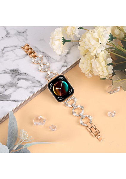 Huawei Watch Fit 3 Metal Saat Bandı Parlak Yapay Elmas Kayış Bilezik - Gül Altın (Yurt Dışından) indirimleri