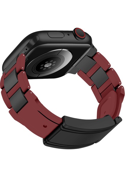 Apple Watch 10 46MM/ULTRA 2/ultra 49MM/9 8 7 45MM/SE (2023) Se (2022) Se 6 5 4 44MM/3 2 1 42MM Paslanmaz Çelik + Ka Kayış - Şarap Kırmızısı/siyah Toka (Yurt Dışından) fiyatları