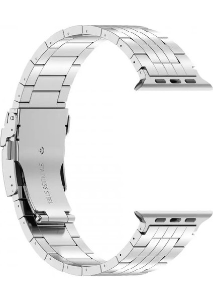 Apple Watch Series 10 42MM/9 8 7 41MM/SE (2023) Se (2022) Se 6 5 4 40MM/3 2 1 38MM Saat Kayışı 5 Boncuklu Titanyum Alaşımlı Bilezik - Gümüş (Yurt Dışından) modelleri