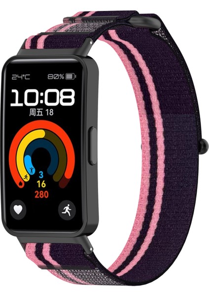 Huawei Band 10/band 10 Nfc/band 9/band 9 Nfc/band 8/band 8 Nfc Kayış Naylon Spor Döngü Saat Kayışları - Pembe + Mor (Yurt Dışından) indirimleri
