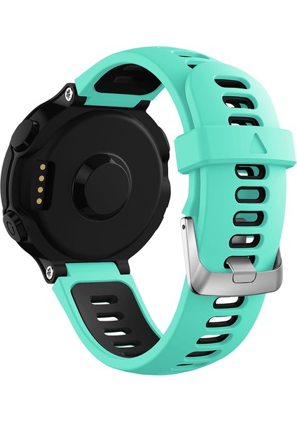 Garmin Forerunner 735XT 220, 230, 235, 620, 630 Silikon Saat Kayışı Gümüş Tokalı Yaylı Çubuklu Kayış - Camgöbeği/siyah (Yurt Dışından)