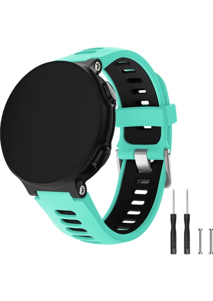 Garmin Forerunner 735XT 220, 230, 235, 620, 630 Silikon Saat Kayışı Gümüş Tokalı Yaylı Çubuklu Kayış - Camgöbeği/siyah (Yurt Dışından) fiyatları