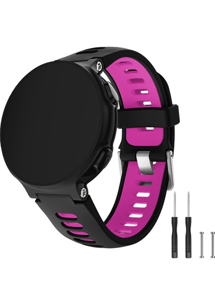 Garmin Forerunner 735XT 220, 230, 235, 620, 630 Silikon Saat Kayışı Gümüş Tokalı Yaylı Çubuklu Kayış - Siyah/gül (Yurt Dışından) modelleri