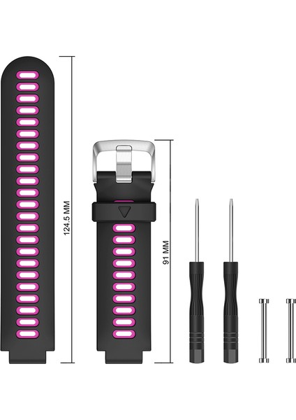 Garmin Forerunner 735XT 220, 230, 235, 620, 630 Silikon Saat Kayışı Gümüş Tokalı Yaylı Çubuklu Kayış - Siyah/gül (Yurt Dışından) fırsatları