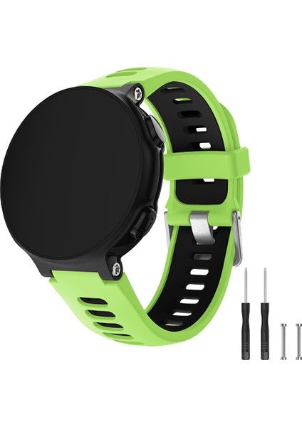 Garmin Forerunner 735XT 220, 230, 235, 620, 630 Silikon Saat Kayışı Gümüş Tokalı Yaylı Çubuklu Kayış - Yeşil/siyah (Yurt Dışından) fiyatları