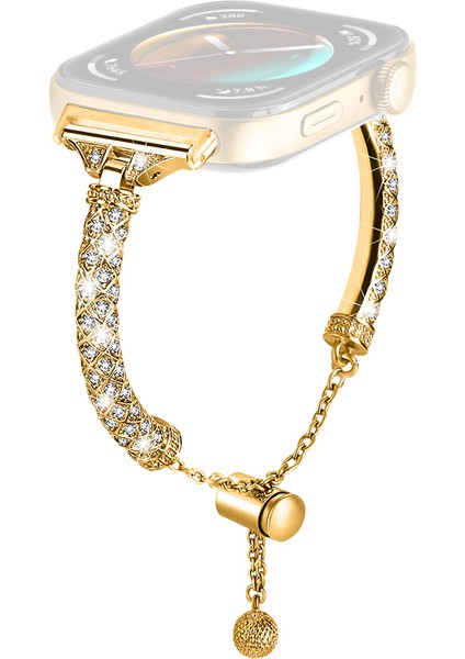 Huawei Watch Fit 3 Metal Bantlı Yapay Elmas Süslemeli Bilezik Kayış - Altın (Yurt Dışından)