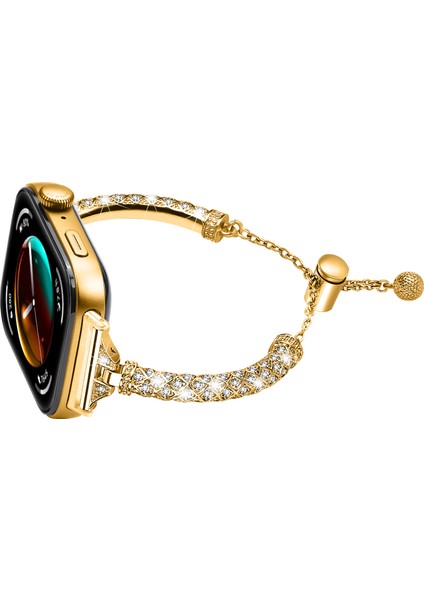 Huawei Watch Fit 3 Metal Bantlı Yapay Elmas Süslemeli Bilezik Kayış - Altın (Yurt Dışından) modelleri