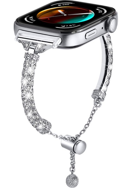 Huawei Watch Fit 3 Metal Bantlı Yapay Elmas Süslemeli Bilezik Kayış - Gümüş (Yurt Dışından) fiyatları