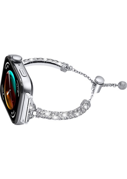 Huawei Watch Fit 3 Metal Bantlı Yapay Elmas Süslemeli Bilezik Kayış - Gümüş (Yurt Dışından) modelleri