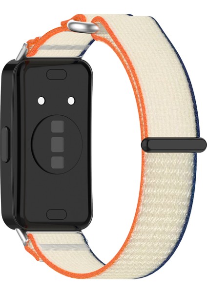 Huawei Band 10/band 10 Nfc/band 9/band 9 Nfc/band 8/band 8 Nfc Kayış Naylon Spor Döngü Saat Kayışları - Turuncu + Bej (Yurt Dışından)