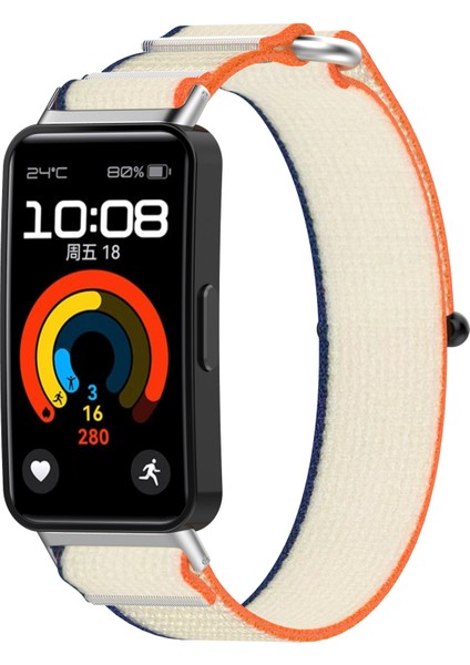 Huawei Band 10/band 10 Nfc/band 9/band 9 Nfc/band 8/band 8 Nfc Kayış Naylon Spor Döngü Saat Kayışları - Turuncu + Bej (Yurt Dışından) indirimleri