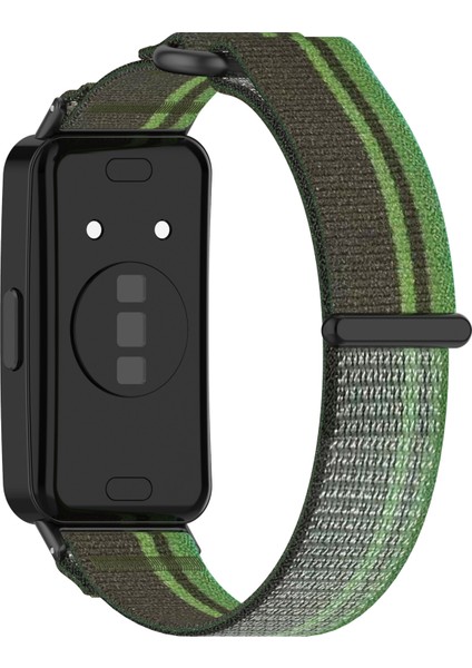 Huawei Band 10/band 10 Nfc/band 9/band 9 Nfc/band 8/band 8 Nfc Kayış Naylon Spor Döngü Saat Kayışları - Siyahımsı Yeşil (Yurt Dışından)