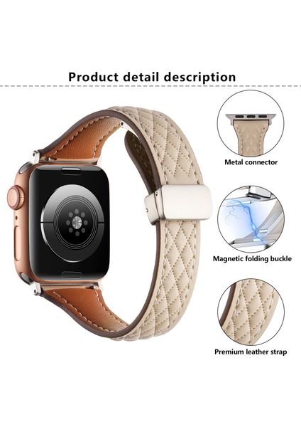 Kalebol Apple Watch Series 10 42MM/9 8 7 41MM/SE (2023) Se (2022) Se 6 5 4 40MM/3 2 1 38MM Hakiki Deri Saat Kayışı - Starlight (Yurt Dışından) modelleri