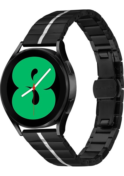Samsung Galaxy Watch Active2 44MM/40MM Paslanmaz Çelik Saat Kayışı Yedek Bilek Bandı - Siyah + Gümüş (Yurt Dışından) fiyatları