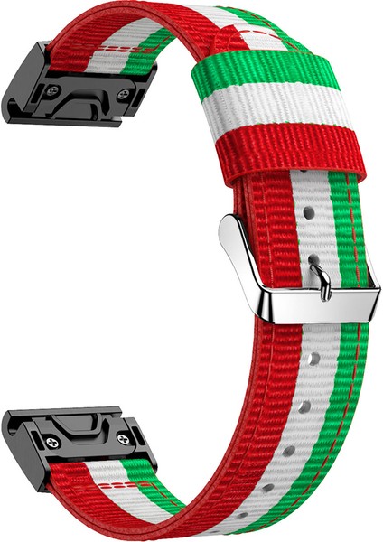 Garmin Fenix 5 Için Naylon Saat Kayışı Değişimi - Yeşil/beyaz/kırmızı (Yurt Dışından)