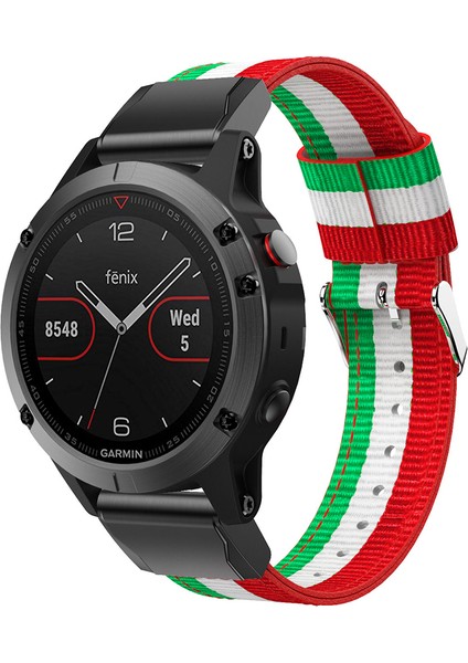 Garmin Fenix 5 Için Naylon Saat Kayışı Değişimi - Yeşil/beyaz/kırmızı (Yurt Dışından) modelleri