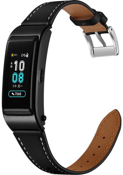 Huawei Talkband B5/b3 Active/b2 Active Için Akıllı Saat Kayışı Hakiki Inek Derisi 18 mm Sivri Başlıklı Kayış - Siyah (Yurt Dışından) fırsatları