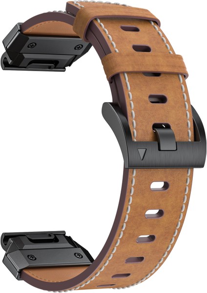 Garmin Fenix 3/5/5x/6x/7x 26MM Evrensel Hakiki Inek Derisi Saat Kayışı Yedek Kayışı - Koyu Kahverengi + Çılgın At (Yurt Dışından) fiyatları