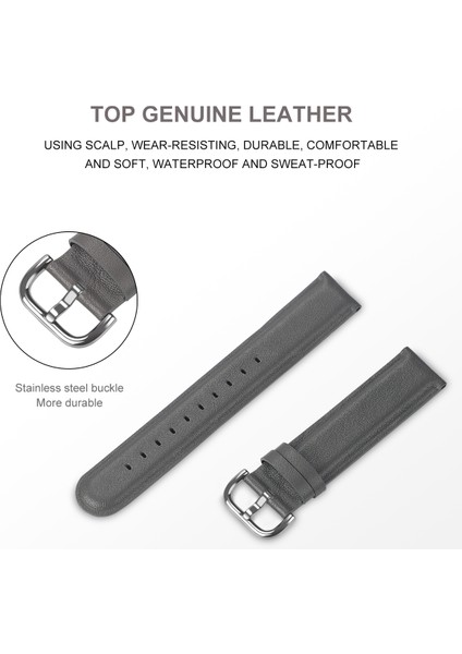 Samsung Galaxy Watch 42MM Için 20MM Orijinal Deri Akıllı Saat Yedek Kayışı - Gri (Yurt Dışından) modelleri