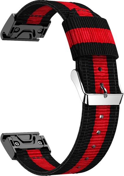 Garmin Fenix 5 Için Naylon Saat Kayışı Yedek Parçası - Siyah/kırmızı/siyah (Yurt Dışından)