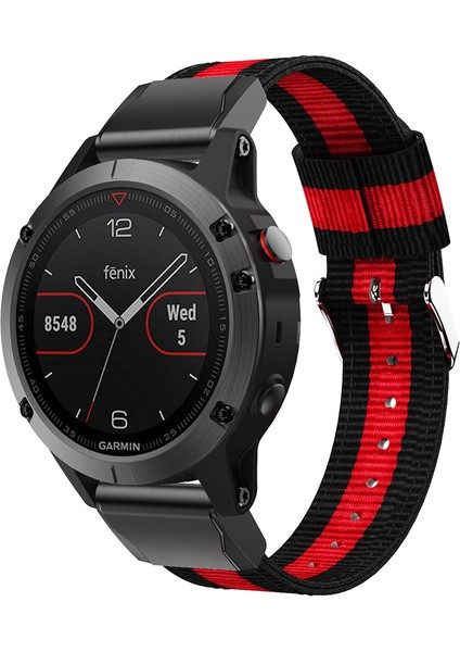 Garmin Fenix 5 Için Naylon Saat Kayışı Yedek Parçası - Siyah/kırmızı/siyah (Yurt Dışından) modelleri
