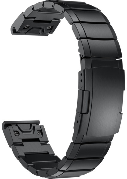Garmin Fenix 6x Paslanmaz Çelik Saat Kayışı 1 Boncuklu Yedek Bilek Kayışı - Siyah (Yurt Dışından)