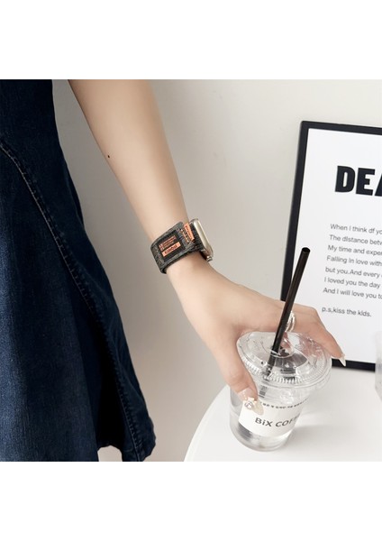 Kalebol Apple Watch Series 10 42MM/9 8 7 41MM/SE (2023) Se (2022) Se 6 5 4 40MM/3 2 1 38MM Kot Saat Kayışı Magic Tape Ayarlanabilir Bant-Safir (Yurt Dışından) fiyatları