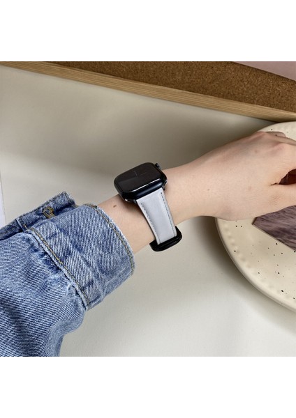 Apple Watch 10 46MM/ULTRA 2/ultra 49MM/9 8 7 45MM/SE (2023) Se (2022) Se 6 5 4 44MM/3 2 1 42MM Hakiki Inek Derisi Bileklik - Açık Gri (Yurt Dışından) fırsatları