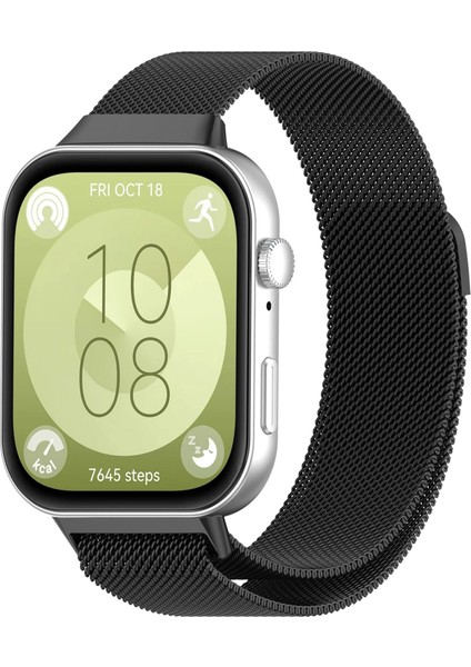 Huawei Watch Fit 3 Milanese Paslanmaz Çelik Saat Bandı Manyetik Bilek Kayışı - Siyah (Yurt Dışından) modelleri
