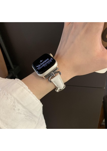 Apple Watch Series 10 42MM/9 8 7 41MM/SE (2023) Se (2022) Se 6 5 4 40MM/3 2 1 38MM Kot Kumaş Bant Kalp Kolye Kayışı-Beyaz (Yurt Dışından) modelleri