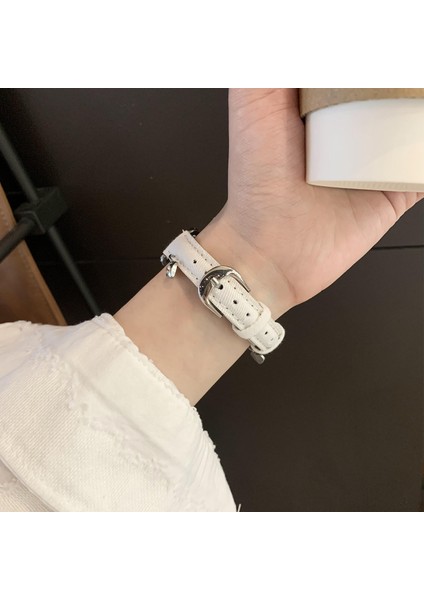 Apple Watch Series 10 42MM/9 8 7 41MM/SE (2023) Se (2022) Se 6 5 4 40MM/3 2 1 38MM Kot Kumaş Bant Kalp Kolye Kayışı-Beyaz (Yurt Dışından) indirimleri