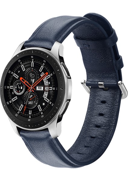 Samsung Galaxy Watch 42MM Için 20MM Hakiki Deri Akıllı Saat Yedek Kayışı - Koyu Mavi (Yurt Dışından)
