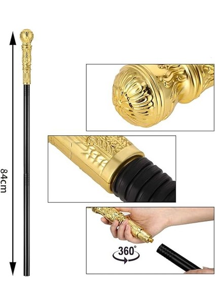 Halloween Altın Renk İşlemeli Topuz Başlıklı Plastik Asa Baston 1 Adet fiyatları