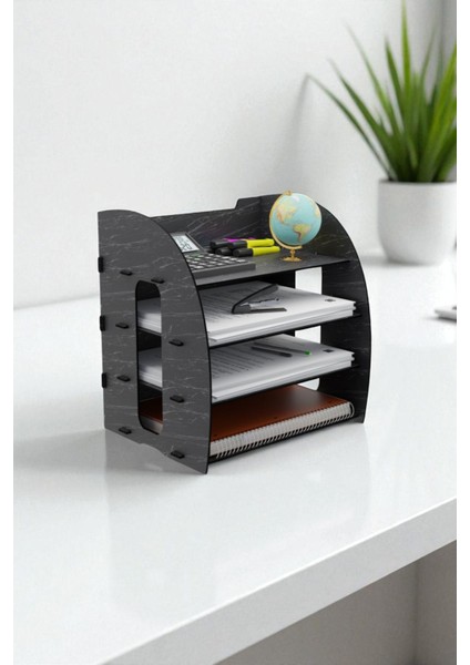 Dosya Düzenleyici Masa Üstü Organizer Ahşap Evrak Rafı Model 6