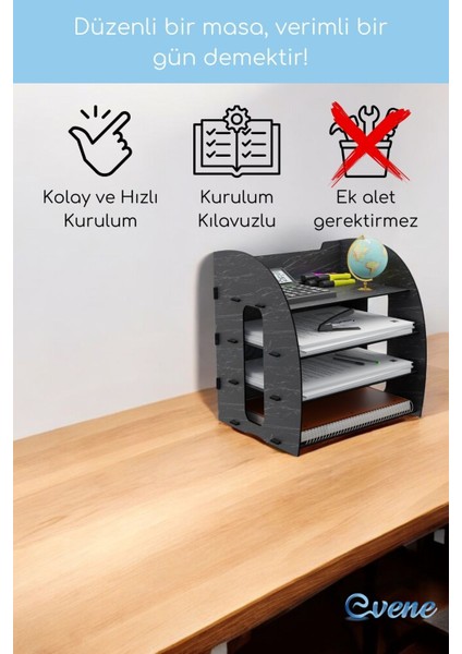 Dosya Düzenleyici Masa Üstü Organizer Ahşap Evrak Rafı Model 6