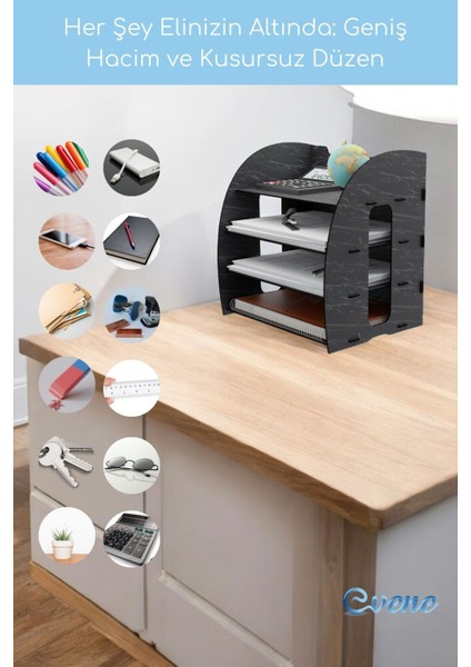 Dosya Düzenleyici Masa Üstü Organizer Ahşap Evrak Rafı Model 6