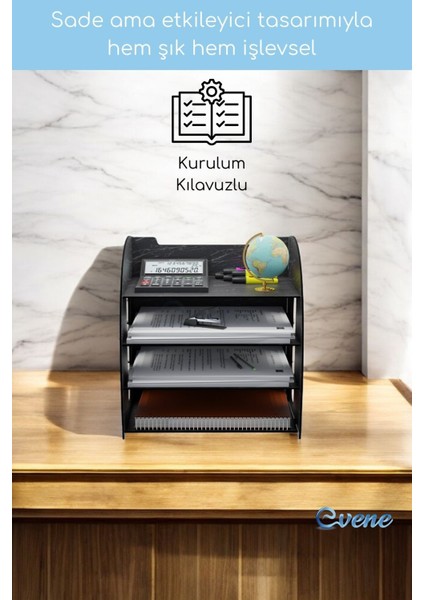 Dosya Düzenleyici Masa Üstü Organizer Ahşap Evrak Rafı Model 6