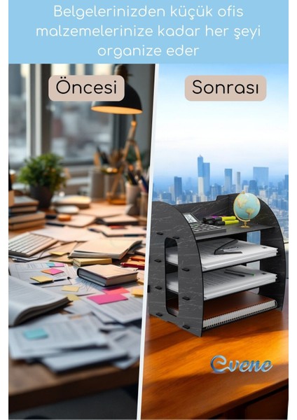 Dosya Düzenleyici Masa Üstü Organizer Ahşap Evrak Rafı Model 6