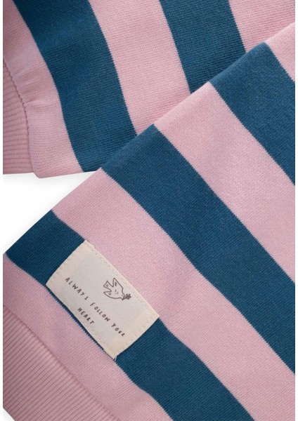 Çizgili Triko Sweatshırt 2-12 Yaş Mavi Pudra fırsatları