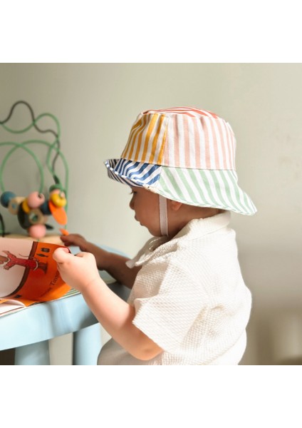 Color Stripe Bucket Şapka