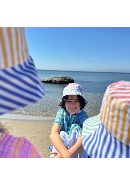 Color Stripe Bucket Şapka