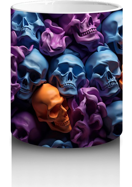 Renkli Kafataslarıyla Dolu Karanlık Duvar – Hediyelik Kahve Kupası modelleri